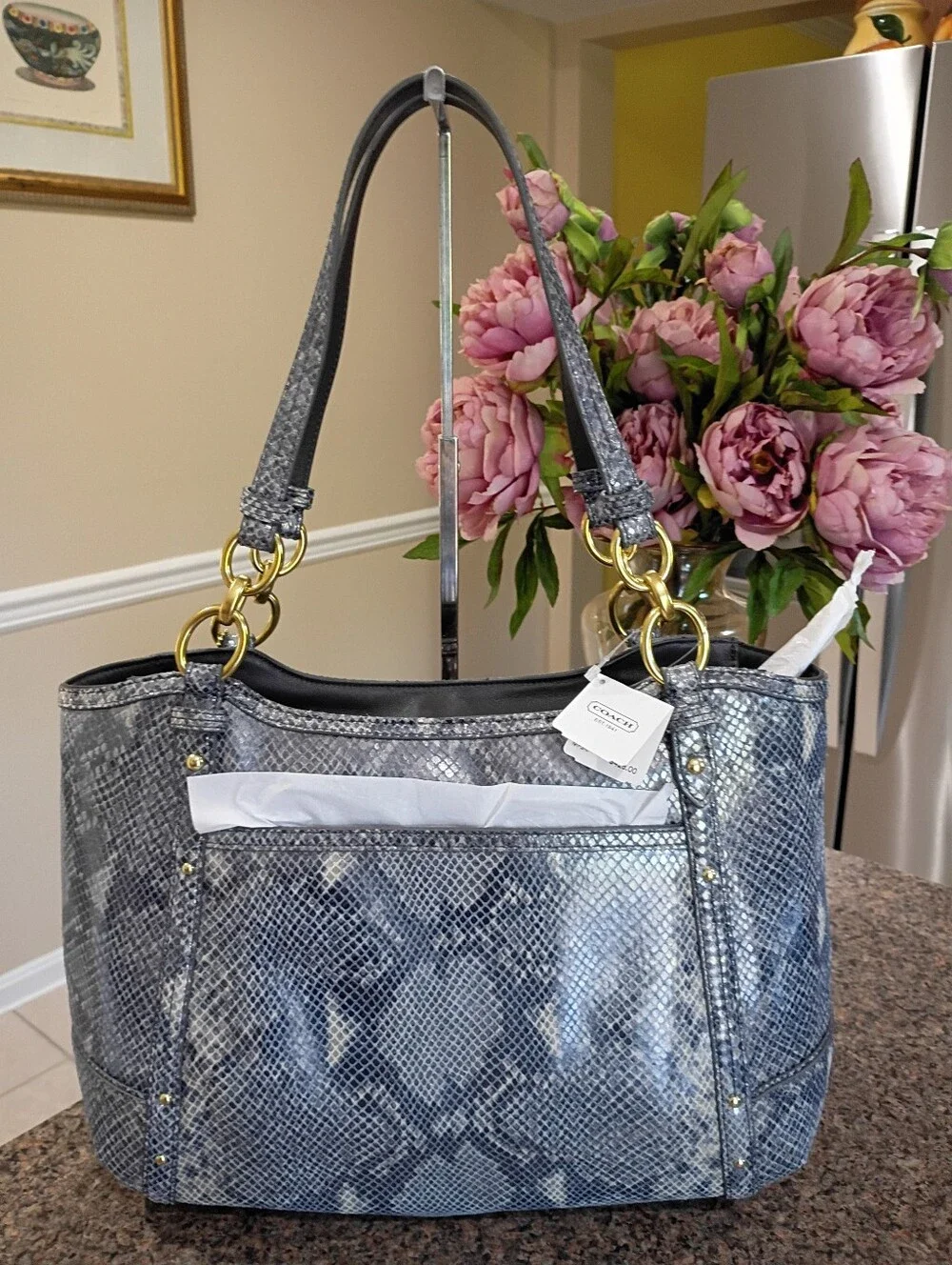 NWT Coach Alexandra Exotic Python Embossed Leather Bag